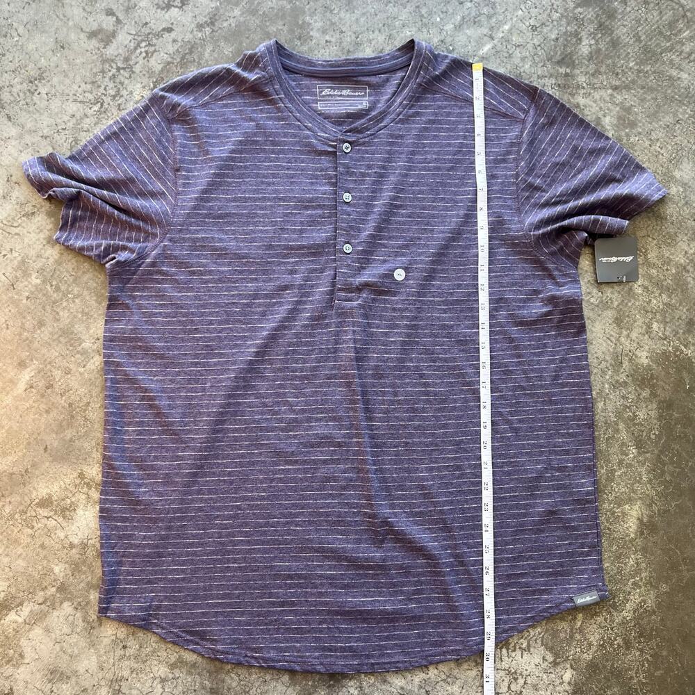 Eddie Bauer Men's XL Slub Jersey Henley Shirt Grape Purple Striped NWOT - Picture 7 of 8